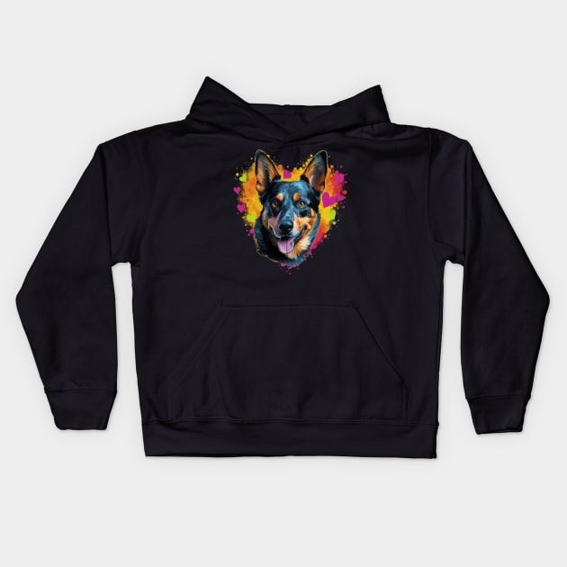 Australian Cattle Dog Valentine Day Kids Hoodie by JH Mart